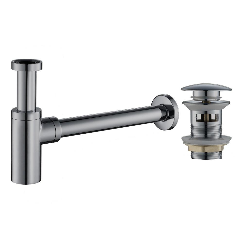 Brass Gold Basin Pop Up Drain Black Sink Siphon Drains With Spillway Spring Type Odor-proof Lower Wall Drain Pipe Drain Waste