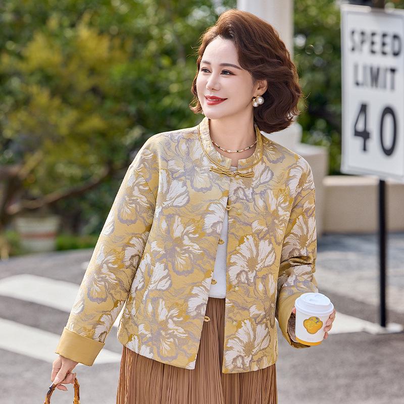 

Chic Middle-Aged Women s Stylish Fragrance Jacket - 2026 Spring/Autumn Versatile Wide-Legged Top 3XL (120-135 jin) жовтий