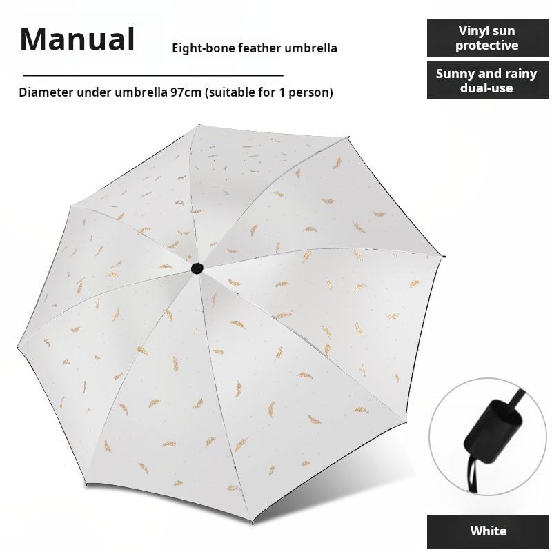 

8-Rib UV Protection Manual Umbrella, Portable Sun & Rain Shield with UV Guard Technology, Compact Foldable Design for Travel, metal-fiber composite&8K білий