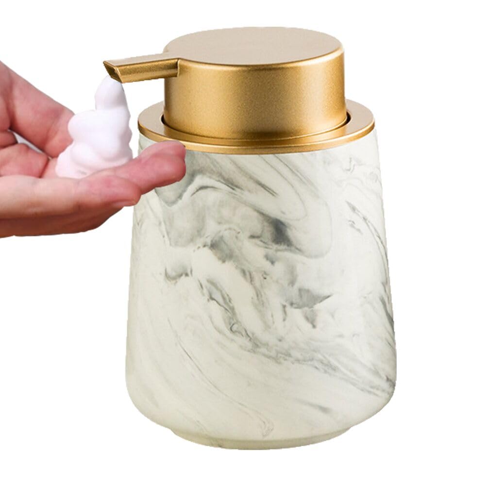 

ELECTRO-WEIDEWORLD Ceramic Foaming Soap Dispenser, 380ml, Refillable Soap Bottle, Hand Soap Bottle, Pump Dispenser, Stylish, Wide Mouth, Manual