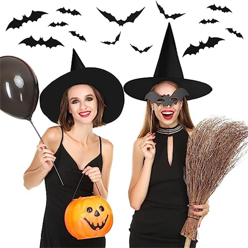 1pc Halloween Witch Hats Adult Kids Black Witch Hats Masquerade Wizard Costume Top Pointed Caps Cosplay Props Party Decoration