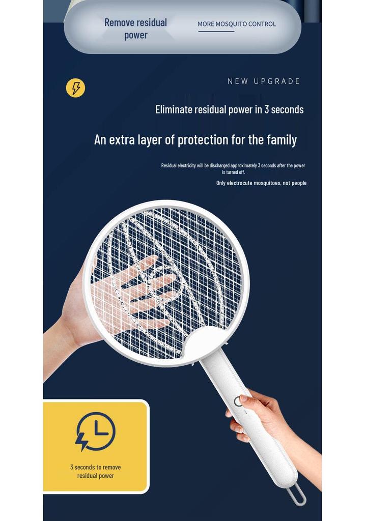 Rechargeable 3-in-1 Foldable Electric Mosquito & Fly Swatter Lamp