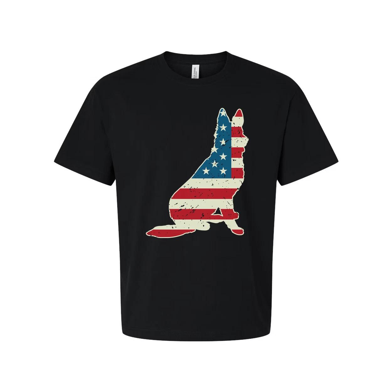 Unisex Graphic Tee Featuring Distressed American Flag Hand Silhouette Front Desi S