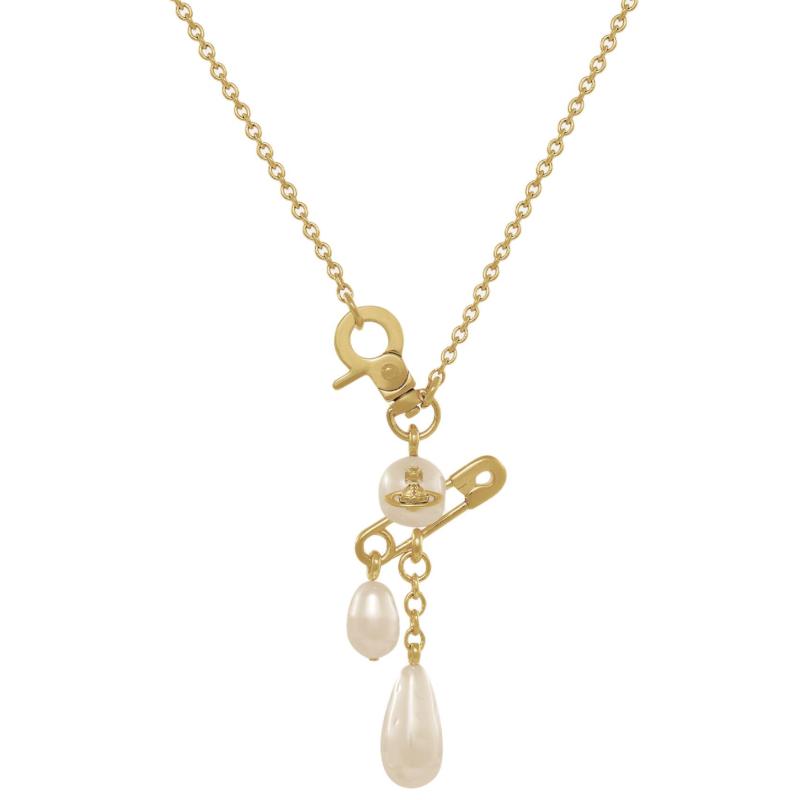 

Vivienne Westwood Claude Safety Pin Saturn Pearl Pendant Necklace Women necklace Gold 63010135-02R107 Basic Packaging-Dust Bag+Box