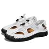 Fashion Handmade Size 46 Mesh Shoes Breathable Sandals Summer Men Sandals Genuine Leather Mens Casual Shoes Outdoor Beach Shoes Roman