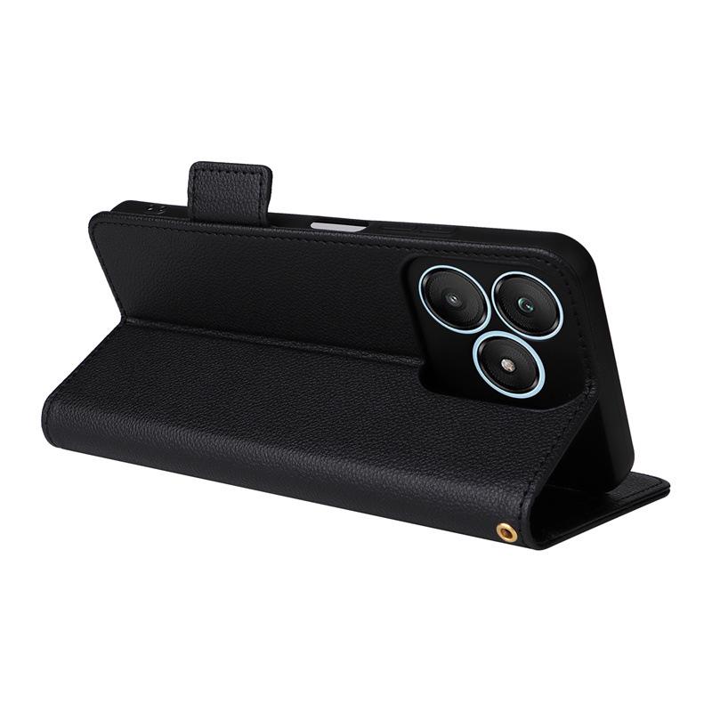 Wiko T20 Lychee Pattern Leather Case with Card Slot & Lanyard