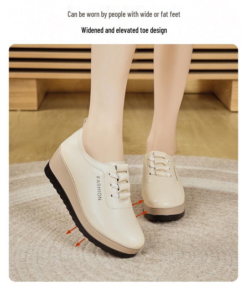 Women's Thick-Soled Leather Platform Shoes: Versatile, Slimming, Lightweight, Soft-Soled, Height-Boosting for Autumn/Winter 2025