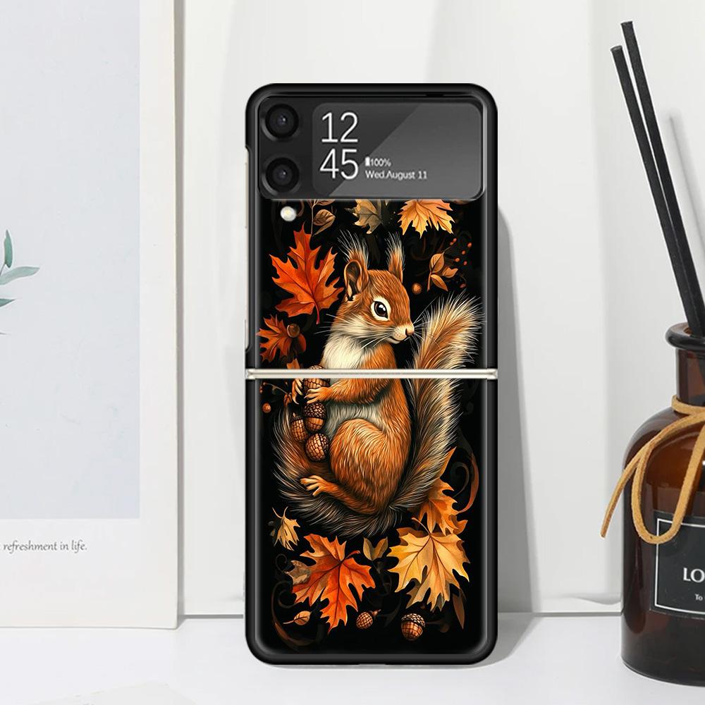 

Animal Squirrel Phone Case Cover for Samsung Galaxy Z Flip 7 6 5 4 3 5G Flip3 Flip4 Flip5 ZFlip6 ZFlip7 Black Fundas Galaxy Z Fl Samsung Z Flip 6