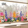 Bathroom Window Decal Spring Summer Flower Butterfly Cling Colorful Floral Sticker Scratch-resistant Removable Double-Sided Static Decals for