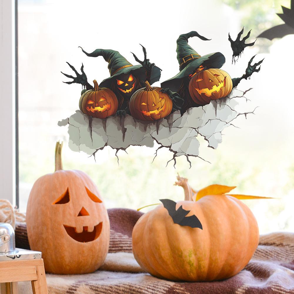 Halloween Wall-breaking Pumpkin Ghost Hand Bedroom Living Room Home Decoration Wall Stickers
