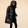 Black gold medium and long down jacket women's winter fashion high-end white duck down to keep warm over the knee couple bread jacket burst