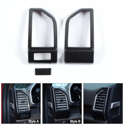For Ford F150 2015- Carbon Fiber Dashboard Side Outlet Air Vent Covers Trim