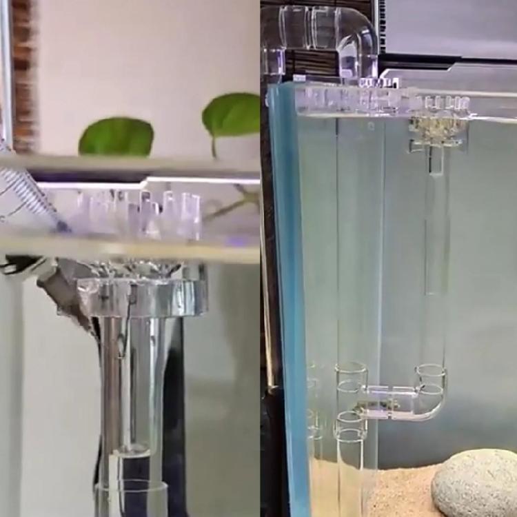 Durable Transparent Aquariums Skimmer with Transparent Pipe Spin Surface Cleaner