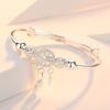 Wholesale Fine 925 Sterling Silver Bangles Bracelet Charms Heart Open for Women Lady Jewelry Adjustment Cuff Wedding Gift