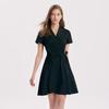 GOELIA Pleated V-Neck A-Line Short Dress
