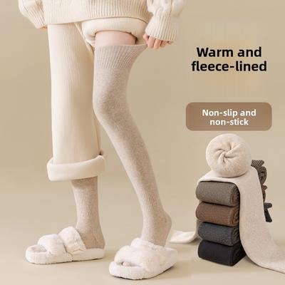Herbst und Winter, Damen Kniehohe Fleecesocken mit dicken Schlaufen für Wärme, Reine Baumwolle für Damen