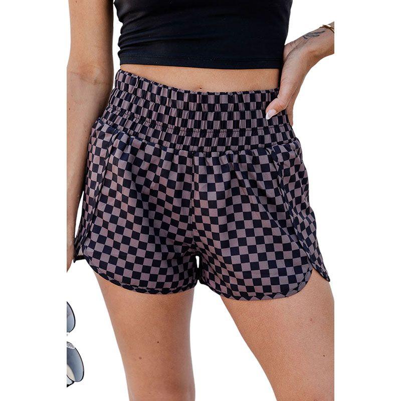 

2024 Summer New Arrival Pink Printing Casual Shorts Women s European and American All Match Personality Low Waist Slim Looking Women s Shorts Brown Print P1722 Size XL fit (72.50 kg-80.00 kg