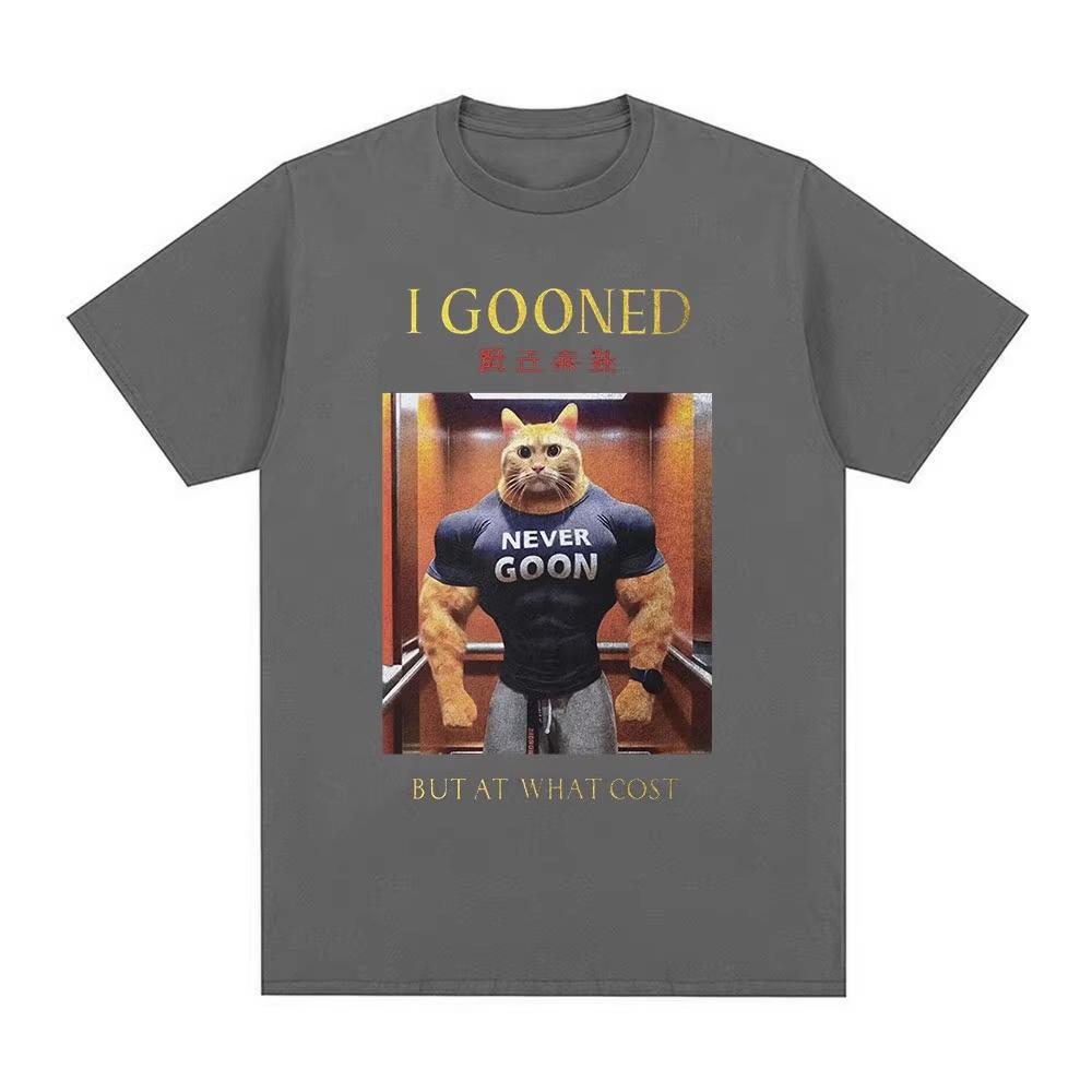 Neues Lustiges Japanisches Gooning Meme 100% Baumwolle Unisexs Rundhals T-Shirt I Gooned But At What Cost Grafik Damen Kurzarm T-Shirt