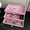 Transparent Jewelry Storage Box Dust-proof Earrings Jewelry Box Three Drawer Jewelry Box  Storage