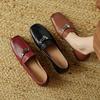 Casual square heel small leather shoes new fashion single shoes women's headgear and feet one pedal beef tendon sole large size medium heel fashion