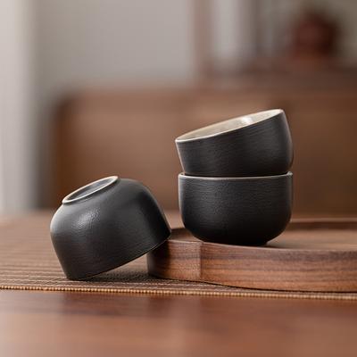 Ceramic Small Teacup Tea Cup Tea Bowl Kung Fu Tea Set Household Simple Single Tea Cup Black Pottery Master Cup Teacup