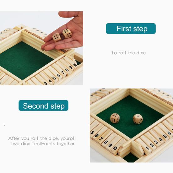 Shut The Box Board Game with Dice 4-Way Educational Math Number Strategy Game