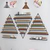 Elegant Gold Wall Mounted Nail Polish Rack - Set of 6 Triangular Cosmetic Display Shelves for Essential Oil Bottles, Organize Your Lipsticks and