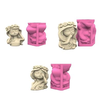 Food Grade Silicone Craft Mold For Unique Plant Pots Adorable Girl Design Flexible DIY Art Project Essential Tool