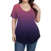 Women's Printing Large Size V-neck Top Loose Pocket T-shirt