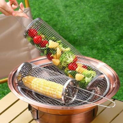 Outdoor Camping Grill Grill Edelstahl Zylinder BBQ Korb Küche Kartoffel Braten Gadget Tragbare Picknick Kochgeschirr