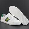 Shoes for Men Genuine Leather Casual Shoes Spring Green Striped Flat Skateboard Shoes White Leather Sneakers