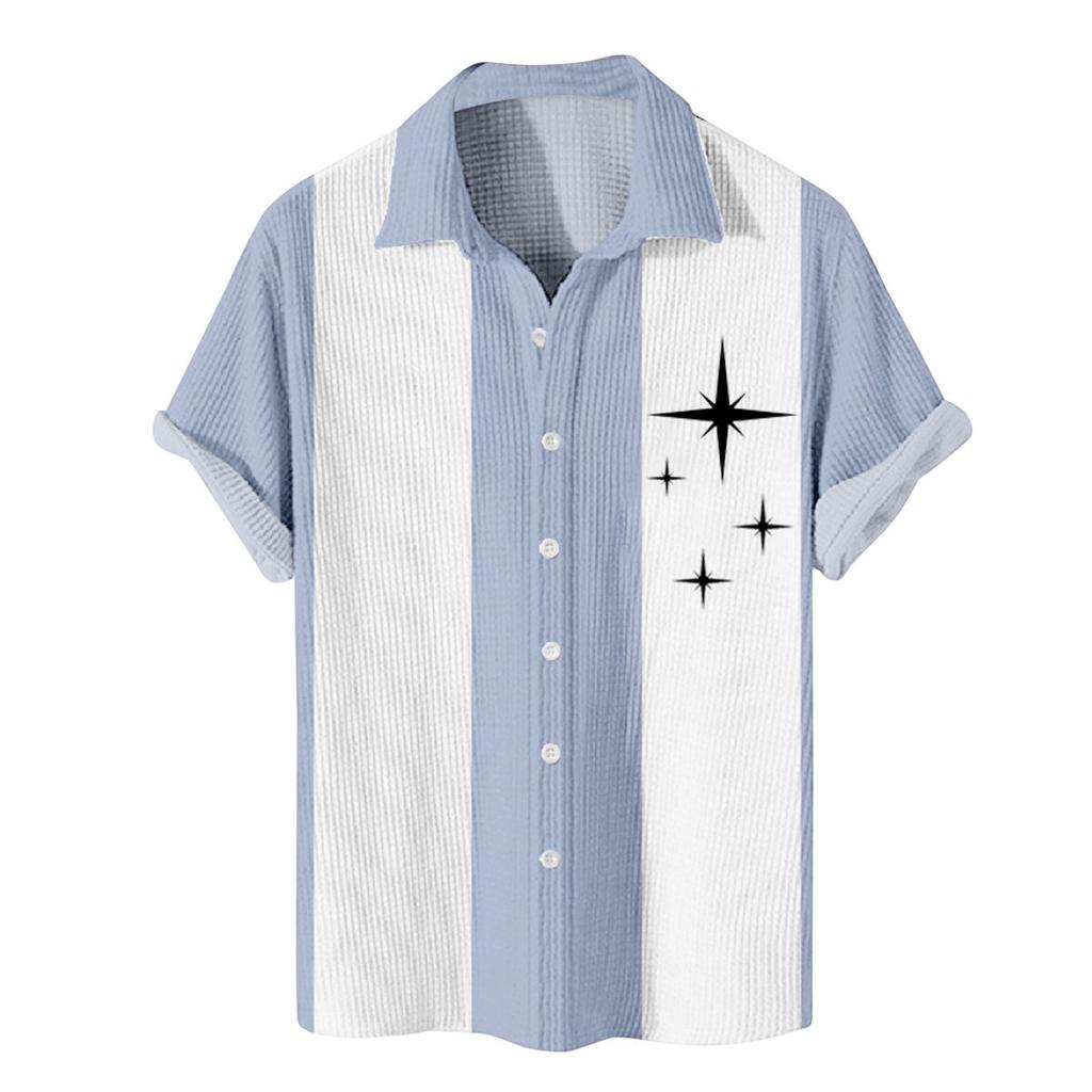 Herren-Hemden mit Hawaii-Muster, bedruckt, kurzärmelig, mit Knöpfen, für Herren, lässige Mode, kurzärmelige Hemden