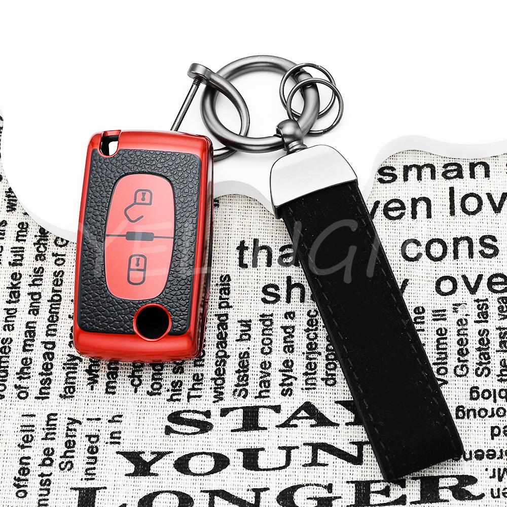Shell Fob For Citroen Xsara Picasso C5 C6 C8 Leather Tpu Car Remote Key Case Cover For Peugeot 107 207 307 308 407 607 3008 5008