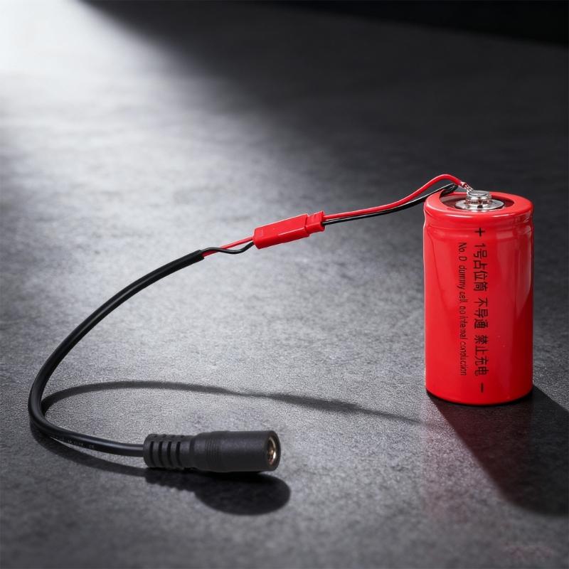 NonConductive LR20 D Battery Adapter Spacer Tube Featuring 5.5x2.1mm Female Port For External Adapter Connection