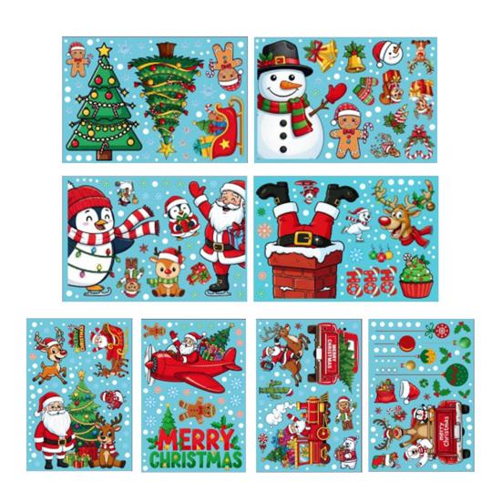

Yousheng 8 Sheets/Set Christmas Window Stickers Non-adhesive Snowflake Santa Claus Window Decals Reindeer Penguin Snowman Static Clings for Indoor 1 Set