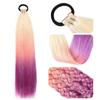 Colored Hair Extensions for Braids Ombre Ponytail Extension Colorful 18 Inch Crazy Tinsel Hair Day Accessories for Women