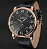 Relogio Relojes New Fashion Rose Gold Watches Day Date Automatic Self Wind Leather Strap Men's Watches Mechanical Watches