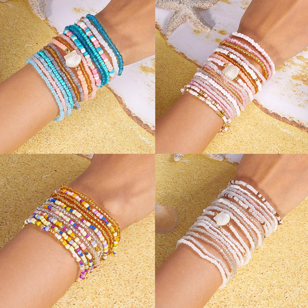 Elegant Shellaccented Beaded Bracelets With Electroplated Finish For Women Gift
