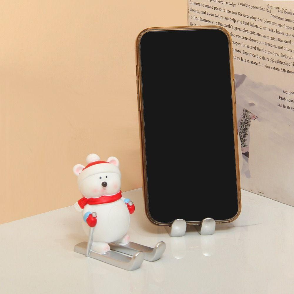 Christmas Style Santa Claus Phone Holder Snowman/Penguin/Elk Cartoon Phone Stand Resin Simulation Phone Support Christmas Day