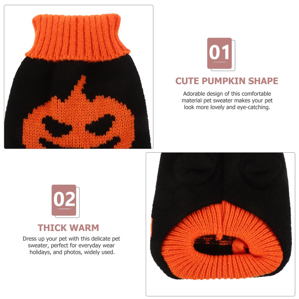 Halloween Kürbis Pullover Dick Warm Hundekleidung Entzückende Katze Strickwaren Winter Haustierbedarf Weiches Material Wiederverwendbar