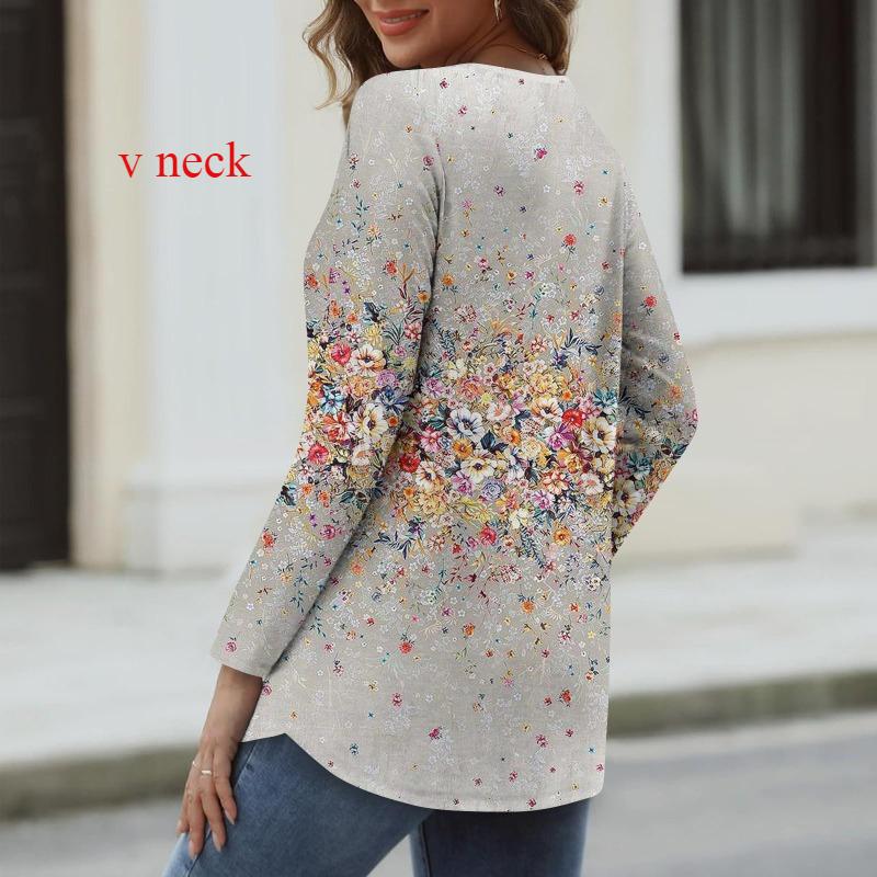 

Женский топ с длинными рукавами и принтом в стиле ретро с V-образным вырезом Футболки Женский топ с 3D-принтом 4XL коричневый