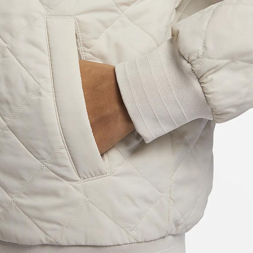 Nike Sportswear Solid Reversible Design Stand Collar Zip Jacket Women Jackets Sail-White DV7877-104