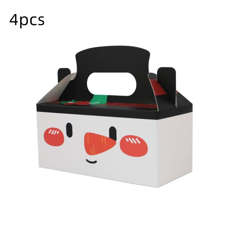 2024 4Pcs Cake Box Christmas Series Candy Box For Candy Biscuit Baking Apple Paper Box Cookie Gift Packaging Box Merry Christmas