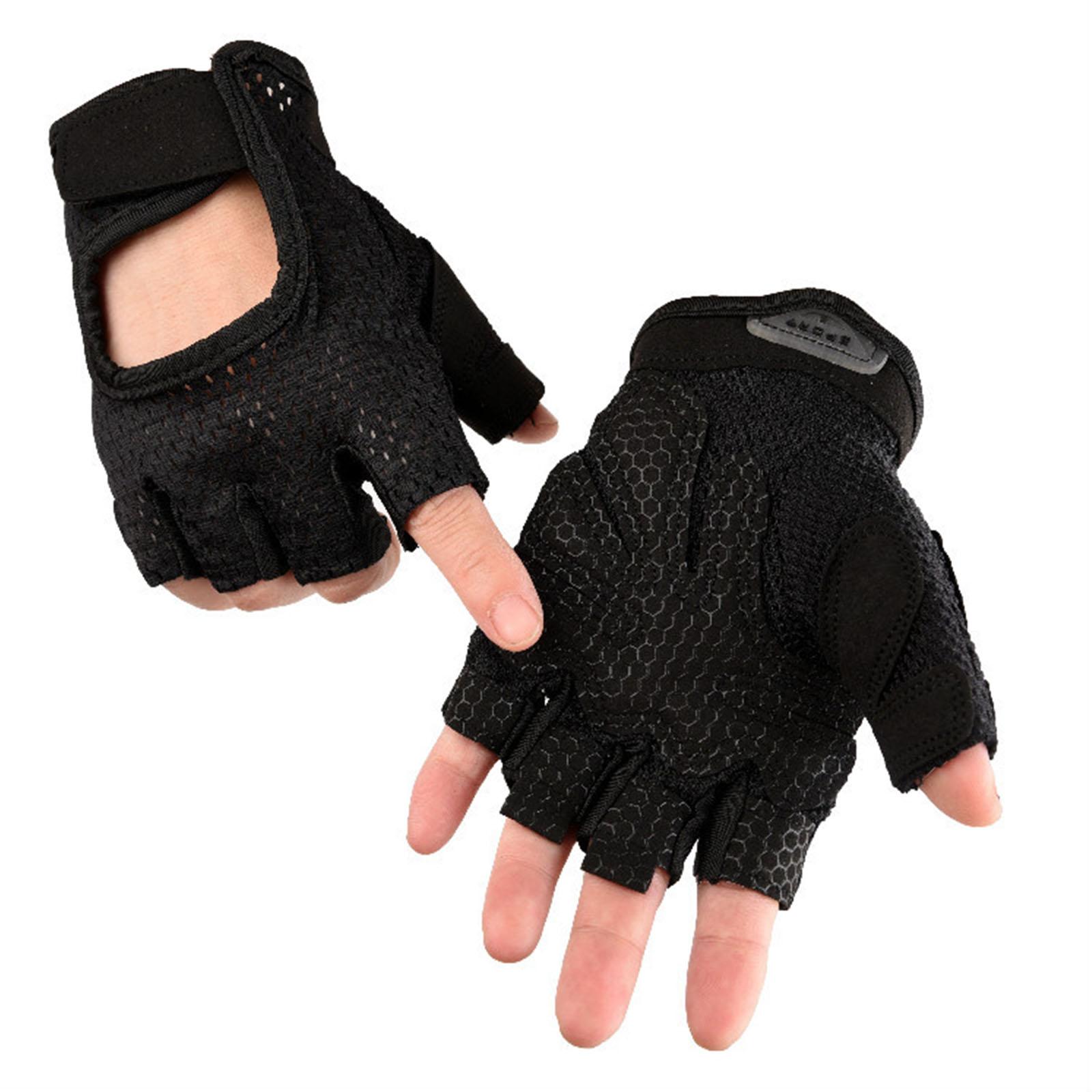 

2pcs Half Finger Gloves Cycling Gloves Shock Absorption Fitness Padded Mittens for Men and Women L чорний