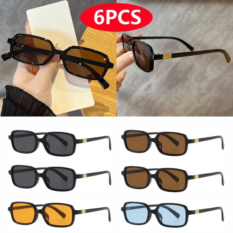 4pcs/6pcs New Small Square Sunglasses Sets Women Retro Eyeglasses Minimalist Style Design Sunshade UV400 Glasses Unisex