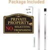 Private Property No Trespassing Sign, 12" x 8" No Soliciting Sign Aluminum with 28" Tall Alloy Stake for Easy Installation, Rust-Free& Fade Resistant