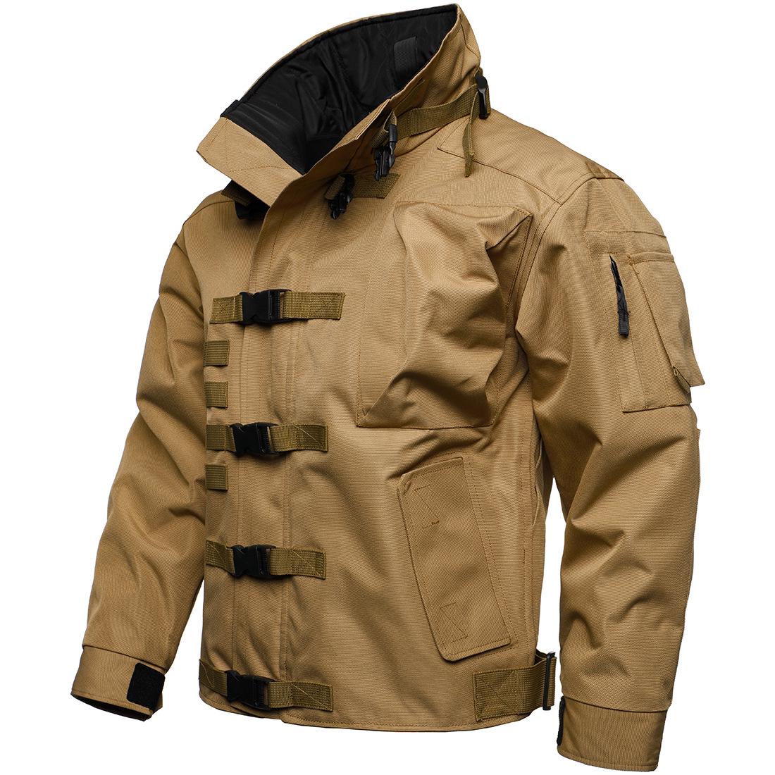 

Men s European Size Outdoor Jacket - Trendy, Wear-resistant, Windproof & Waterproof for Mountaineering. M хакі