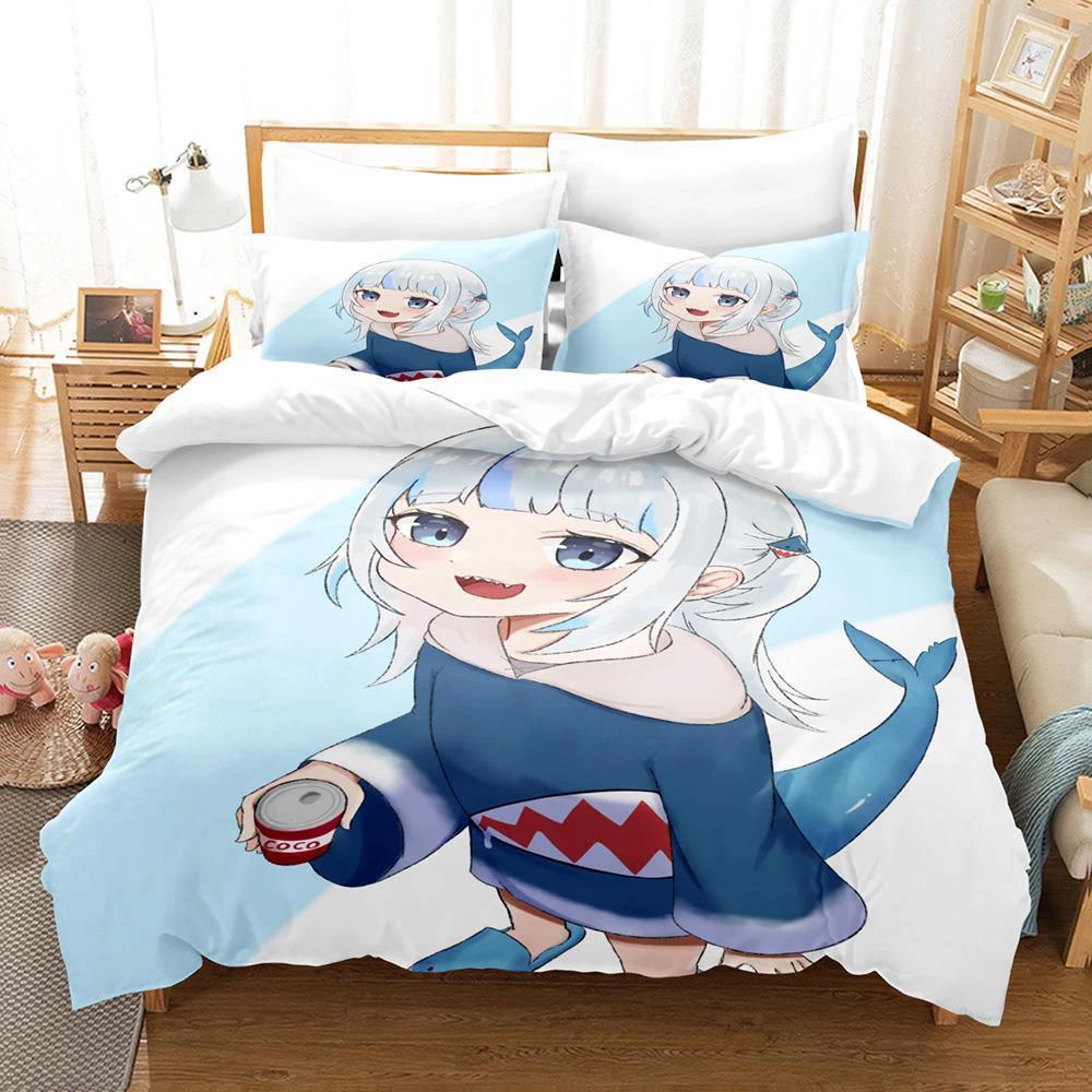 

3D-печатный милый комплект пододеяльников для мальчиков с VTuber Ninomae, размер: односпальный, двуспальный, queen, king EU single(135x200cm)
