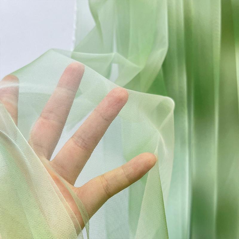 Green Chinese Gauze Cloth Background Decoration Gradient Texture Ink Ancient Style Pavilion Gauze Curtain Mesh Fabric Veil