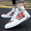 Fashion Street Lace Up Doodle Footwear for Men Tennis Shoes Zapatillas Hombre Men‘s Sneakers High Top Casual Shoes Fashion Skateboard